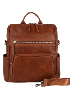 Fashion Faux Convertible Backpack GLM-0095 BROWN